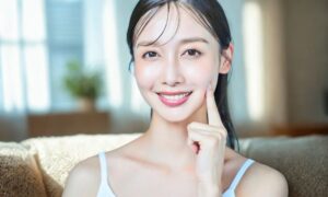 笑顔の若い女性