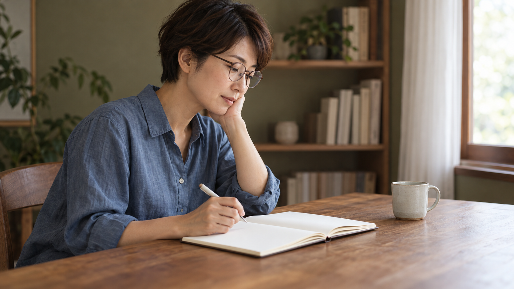 自宅で歯磨き粉について確認しノートを開く女性のイメージ