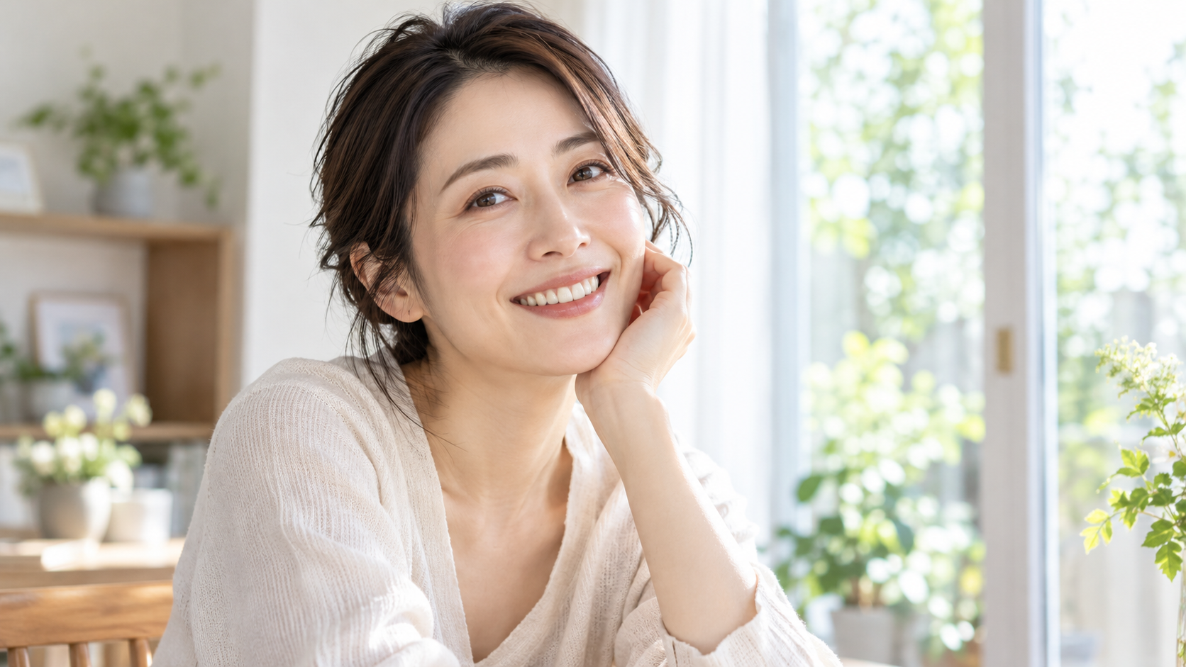 毎日の口元のケアを続ける女性の自然な笑顔